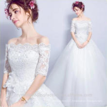 Robe De Mariage 2017 new style fashion White/ Ivory plus size maxi 1/2 Sleeve Lace Wedding Dresses MW2204